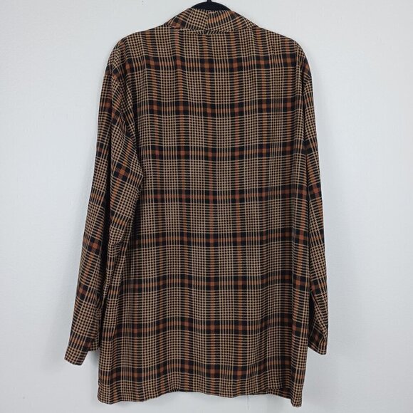 ACTIVE U.S.A plaid blazer women's brown size 2XL Rayon Office Siren - Picture 2 of 5